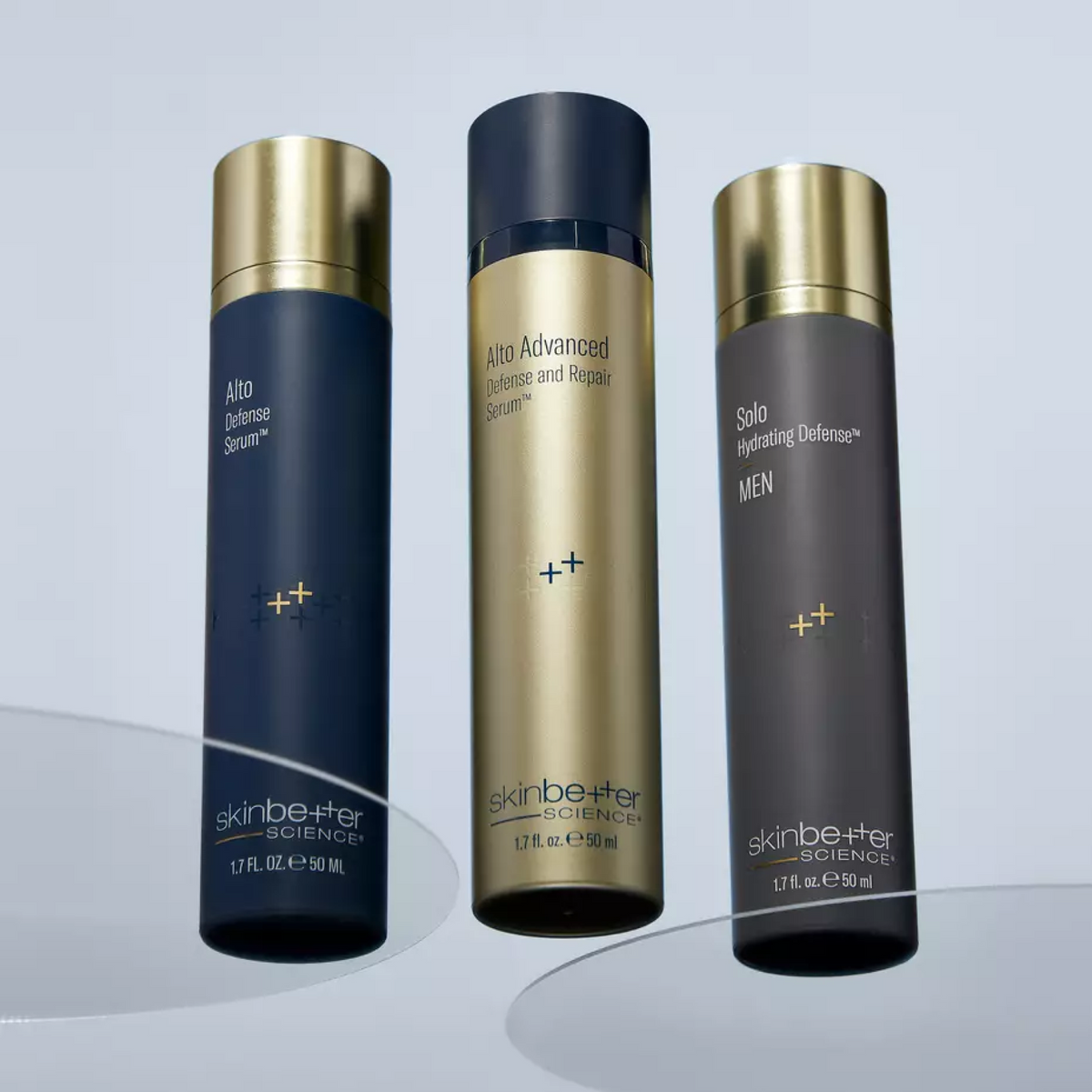 skinbetter science Alto Defense Serum, Alto Advanced Defense and Repair Serum and Solo Hydrating Defense MEN | SkinCrew
