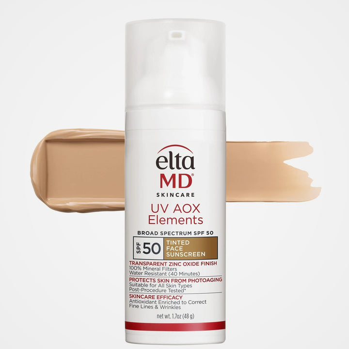 EltaMD UV AOX Elements Tinted Broad-Spectrum SPF 50 (1.7 oz) with tint swatch