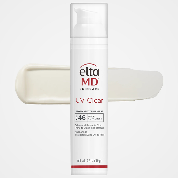 EltaMD UV Clear Broad-Spectrum SPF 46 (3.7 oz) with texture swatch