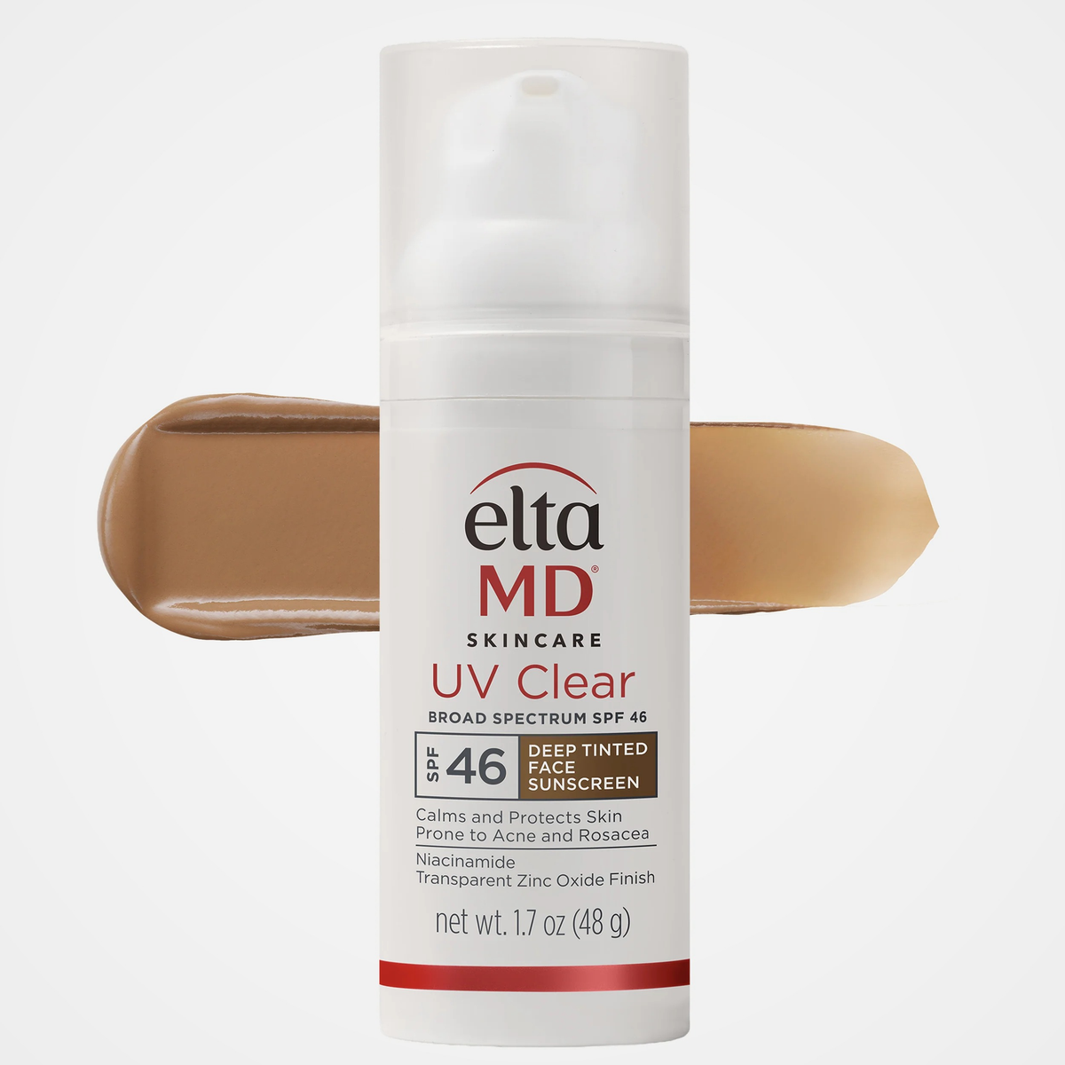 EltaMD UV Clear Deep Tint Broad-Spectrum SPF 46 (1.7 oz) with deep tint swatch