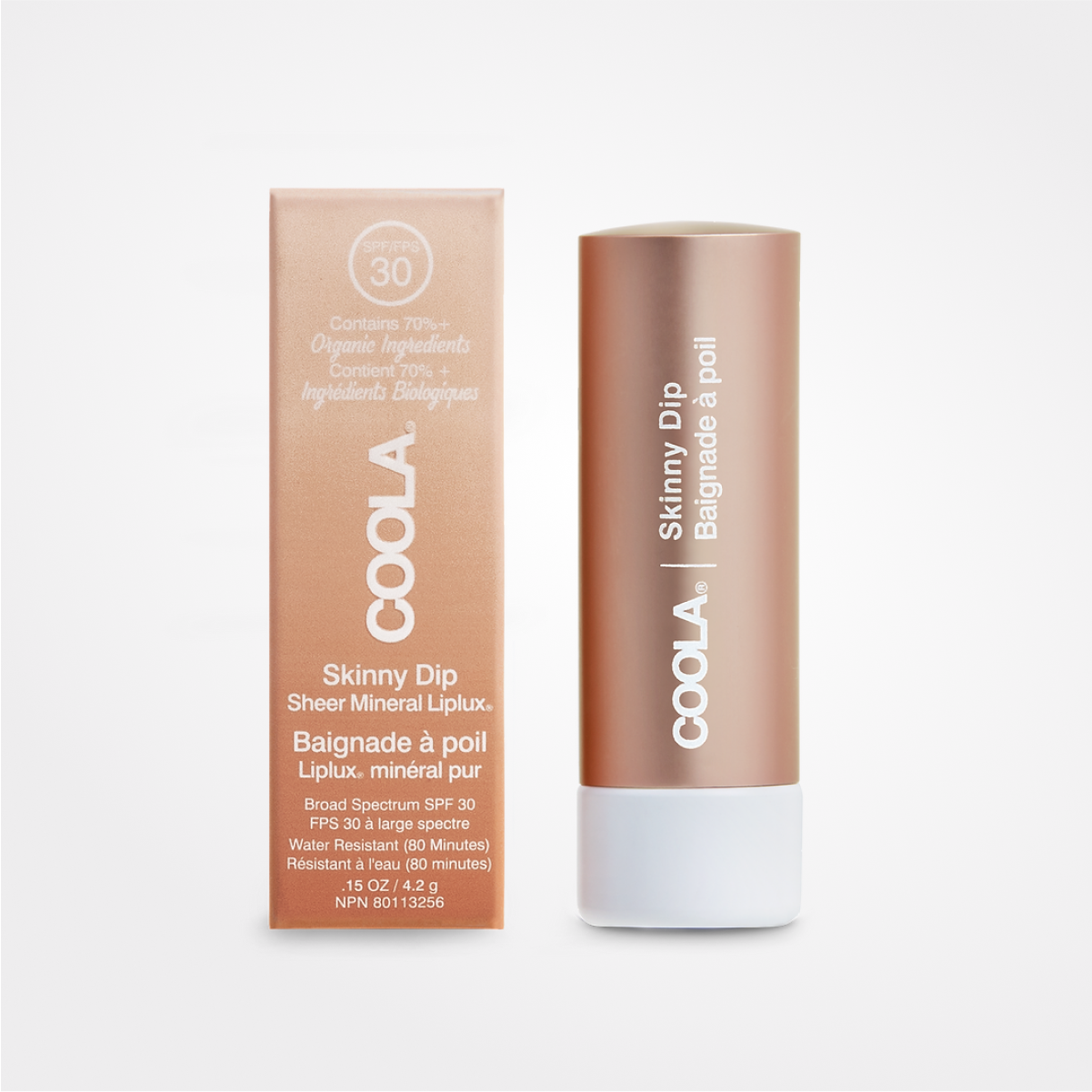 COOLA Mineral Liplux® Organic Tinted Lip Balm Sunscreen SPF 30 Skinny Dip