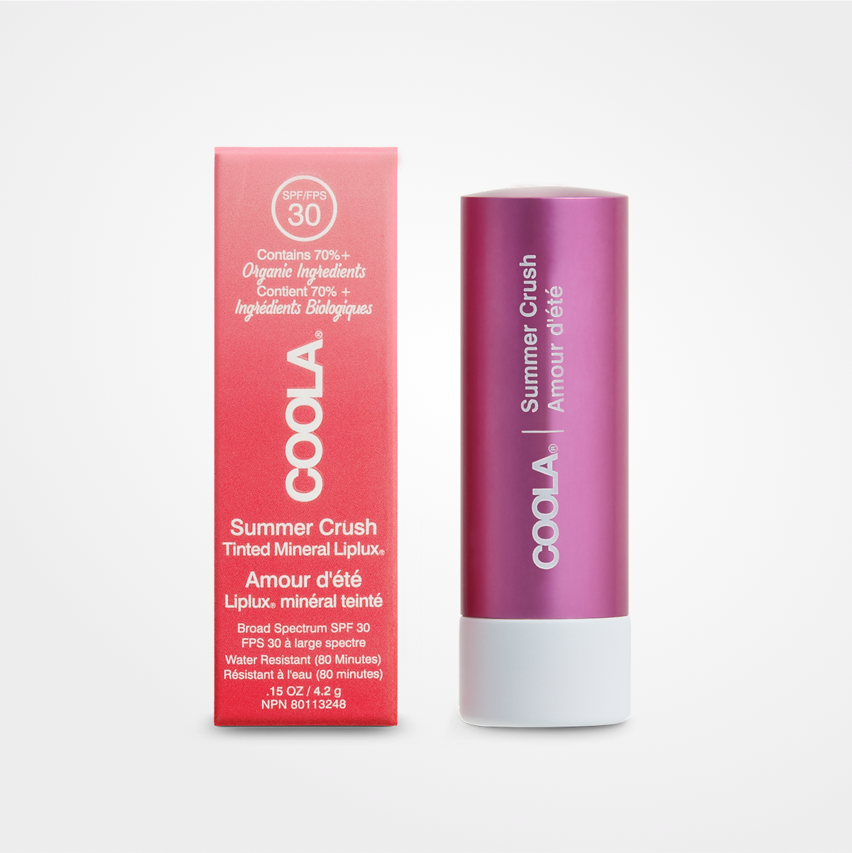 COOLA Mineral Liplux® Organic Tinted Lip Balm Sunscreen SPF 30 Summer Crush