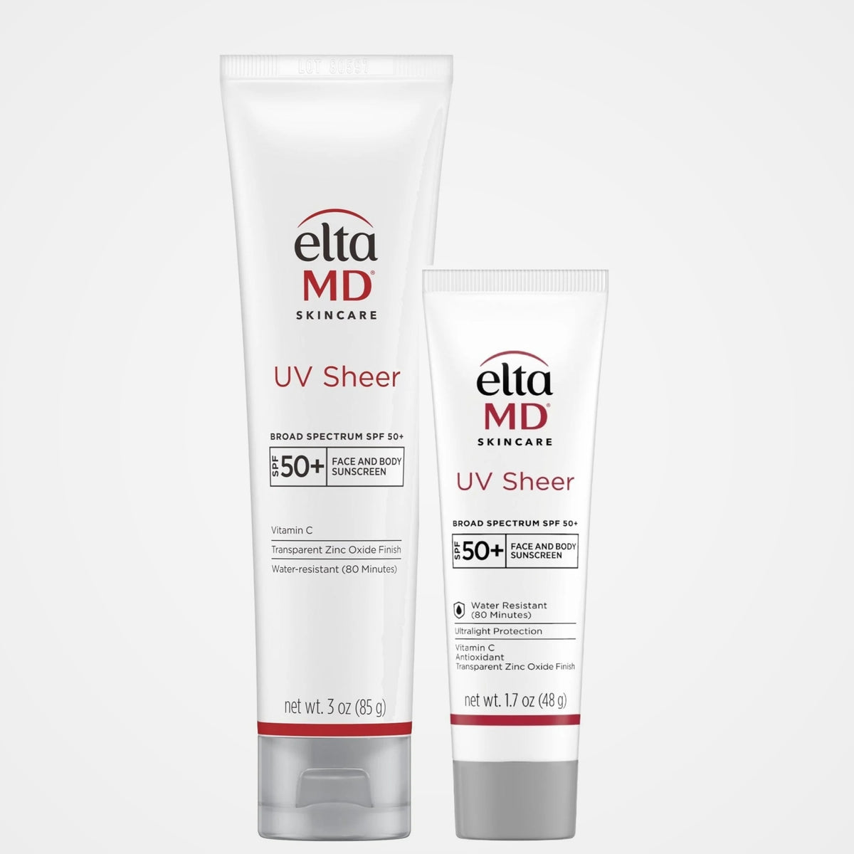 EltaMD UV Sheer Broad-Spectrum SPF 50+ in 1.7 oz and 3 oz sizes